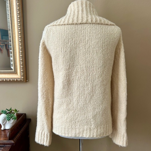 Anthropologie Maeve Coatigan Cream Chunky Knit Cardigan Jacket Wide Collar - Picture 8 of 14